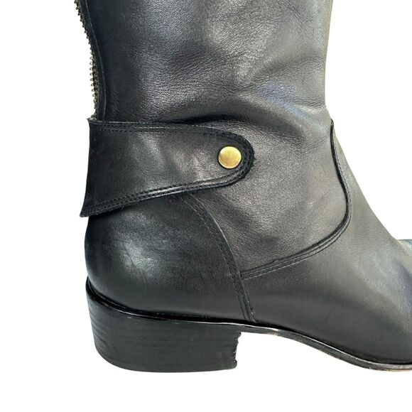 CORSO COMO Womens Black Leather Sz 8.5 Boots Riding Exposed Zipper Knee Boot - Picture 2 of 14